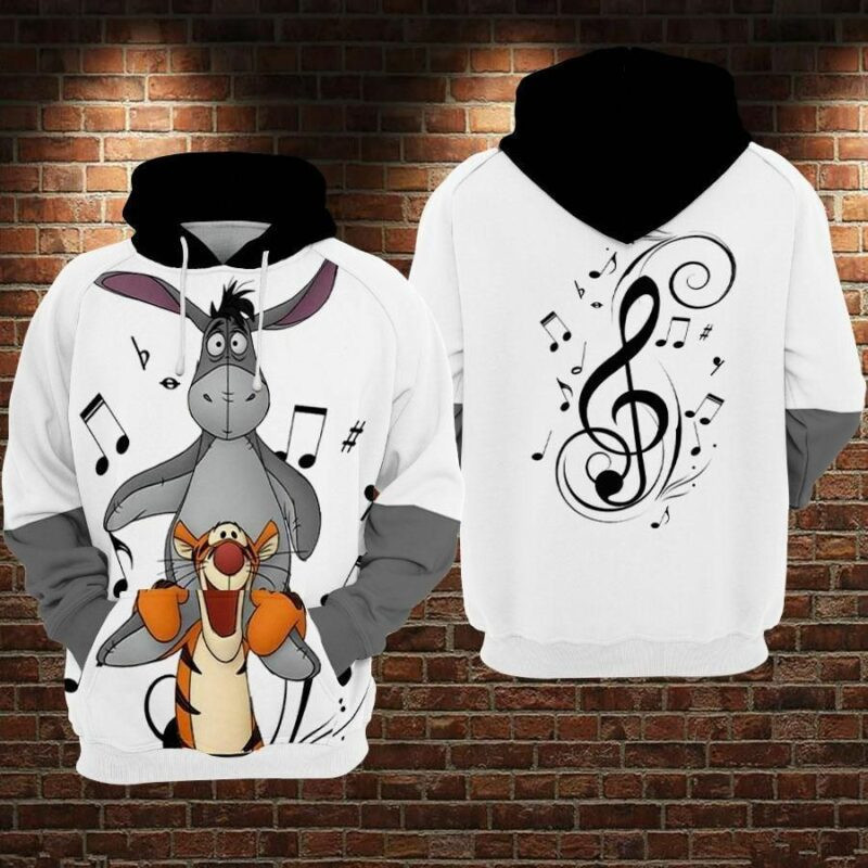 Tigger And Eeyore Cartoon Winnie The Pooh Over Print 3d Hoodie Zip Hoodie