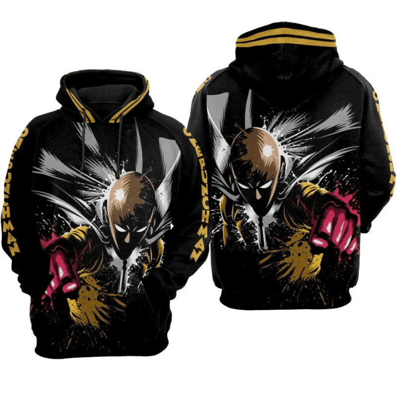 One Punch Man Black Hoodie Zip Hoodie 2