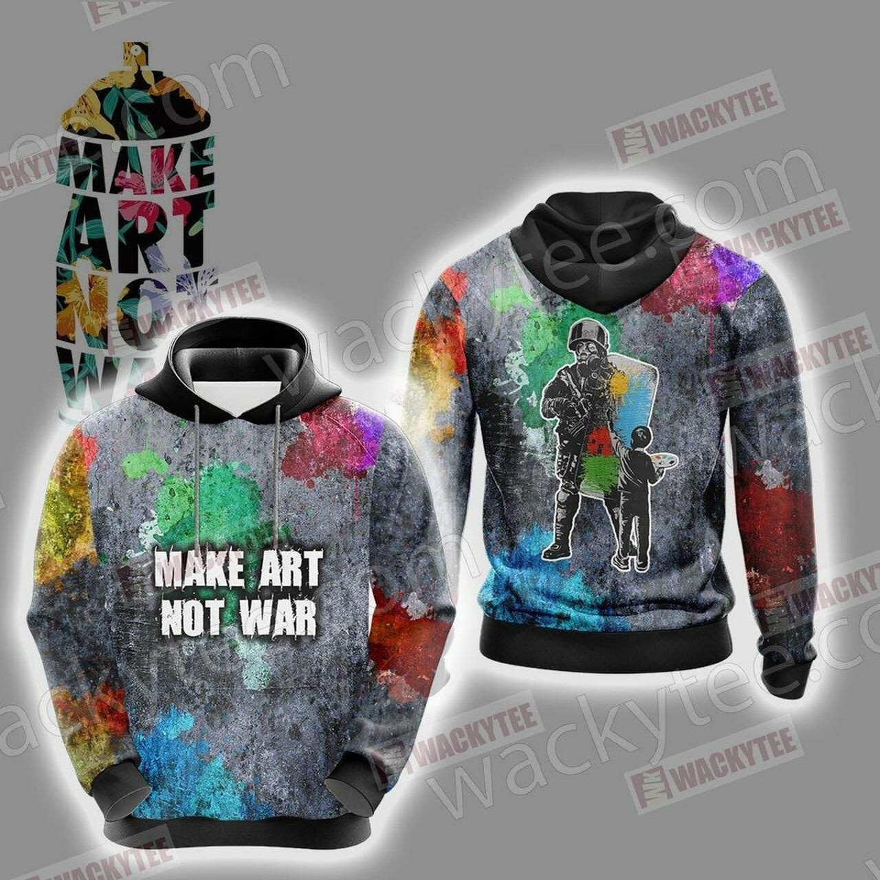 Make Art Not War Veteran 3D All Over Print Hoodie & Zip Hoodie