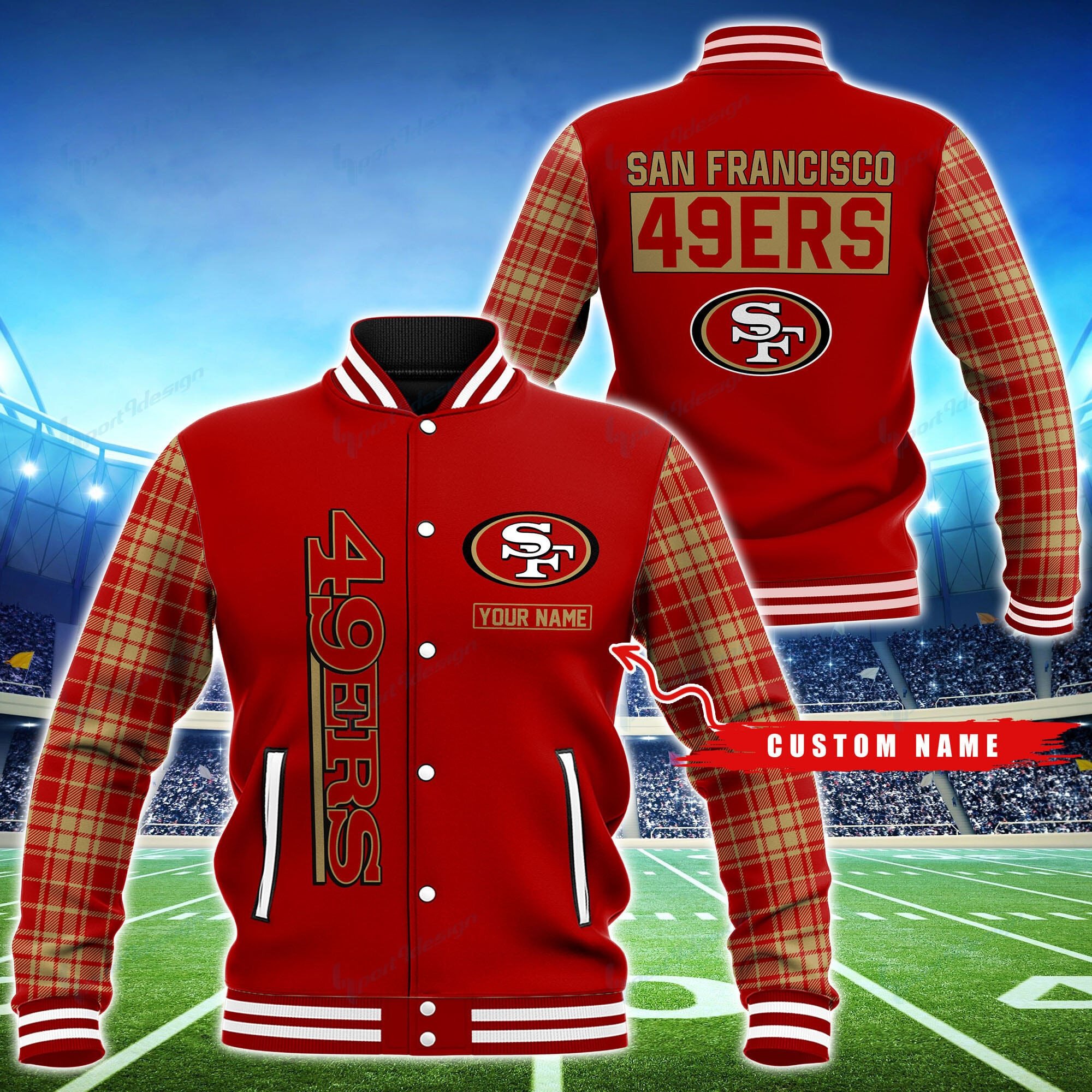 San Francisco 49ers Personalized Baseball Jacket BG60