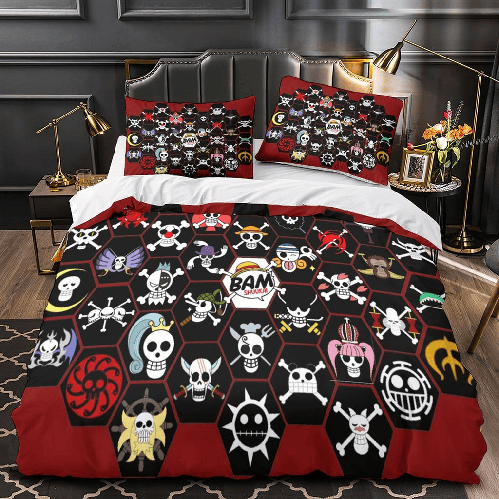 One Piece Bedding Set One Piece Characters Jolly Roger Graphic Duvet Covers