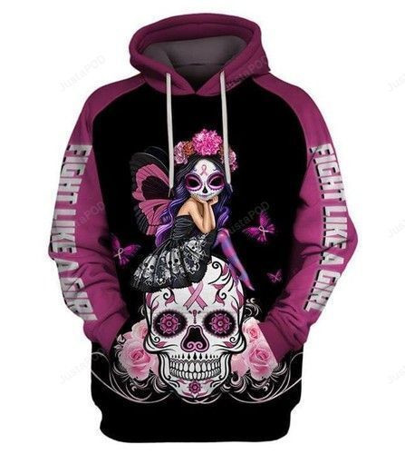 Fight Like A Girl Br East Cancer Poco Loco Sugar Skull Fairy 3D All Over Print Hoodie & Zip Hoodie