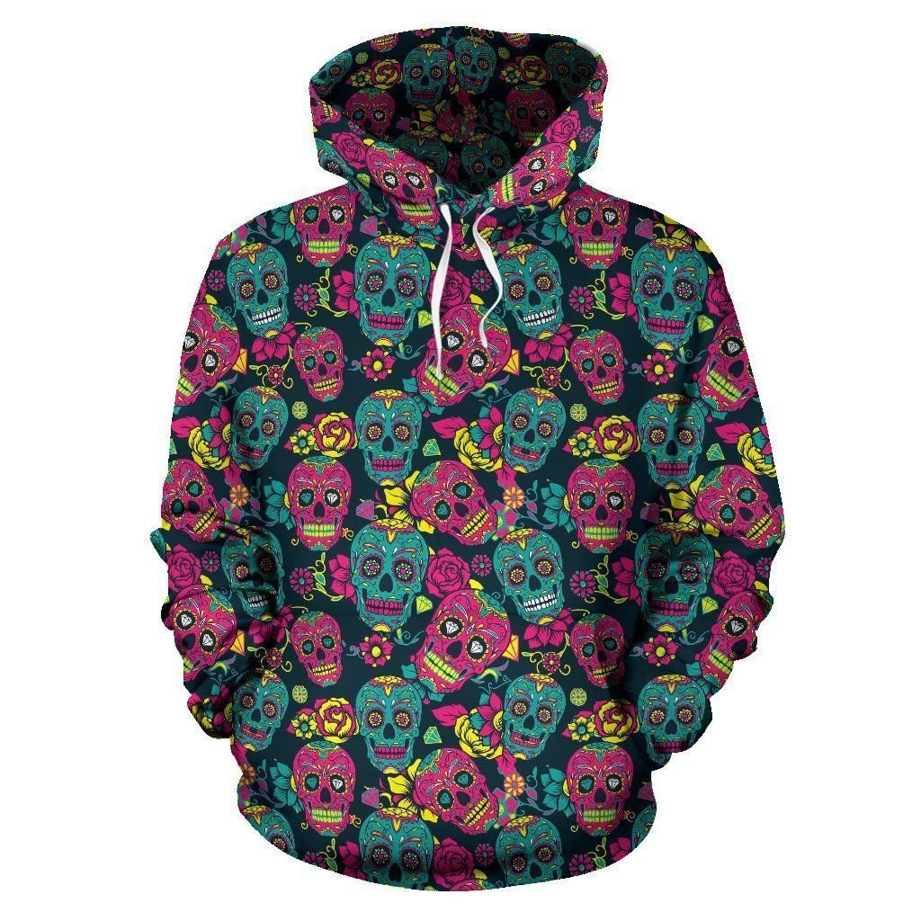 Sugar Skull Girly Skeleton Floral 3D All Over Print Hoodie & Zip Hoodie