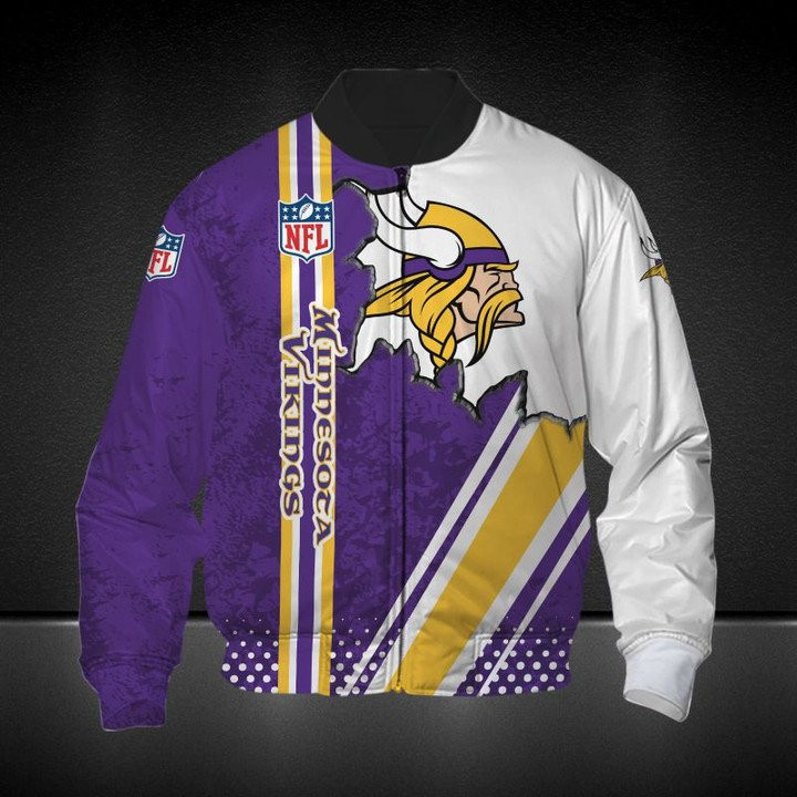 Minnesota Vikings Purple White Bomber Jacket V4