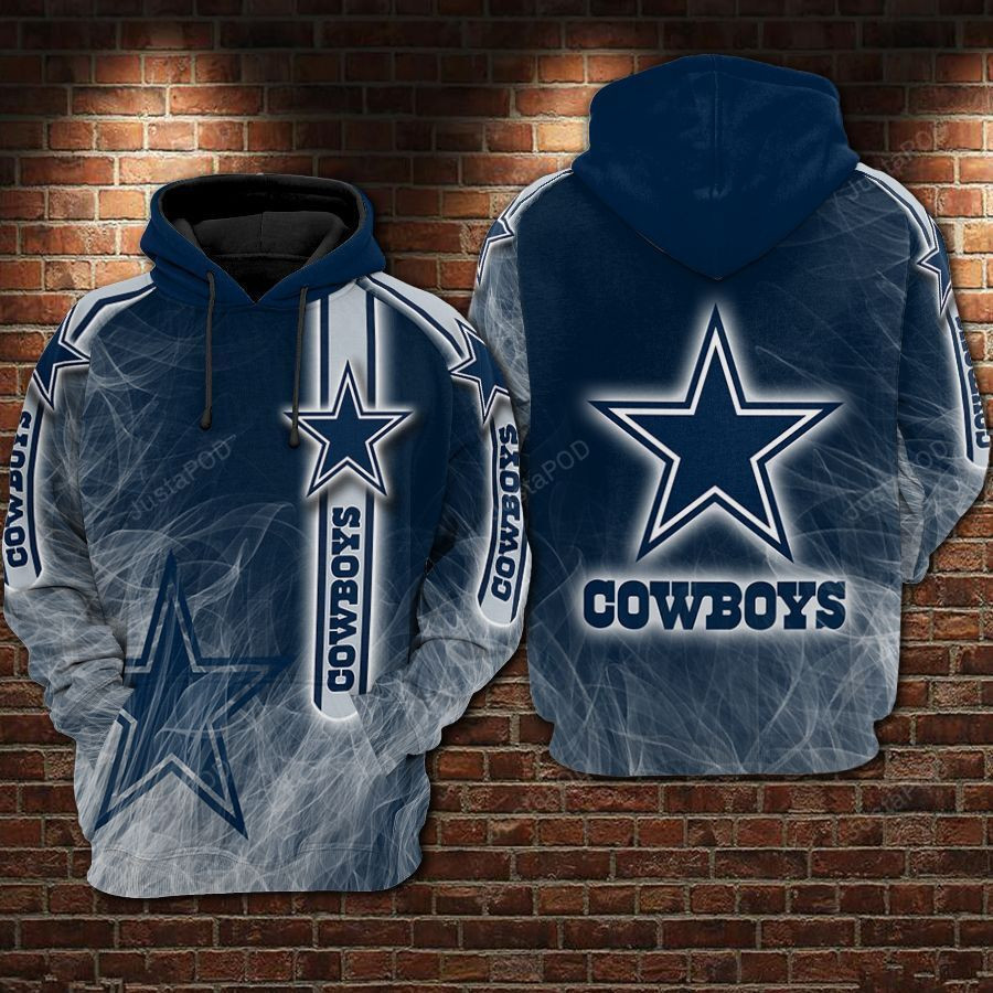 Cowboys Football Smoke Blue White 3D All Over Print Hoodie & Zip Hoodie