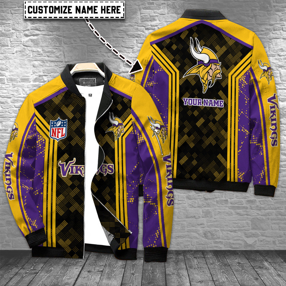 Minnesota Vikings Personalized Bomber Jacket BG606