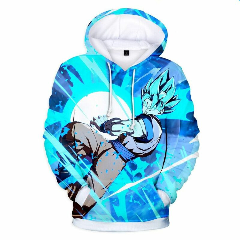 Goku Blue Saiyan Cartoon Dragon Ball 1 Over Print 3d Hoodie Zip Hoodie