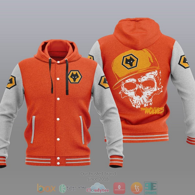 Wolverhampton Wanderers FC Orange Skull Baseball Jacket