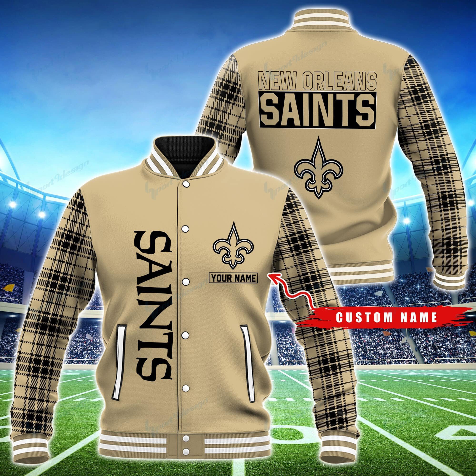New Orleans Saints Personalized Baseball Jacket BG52