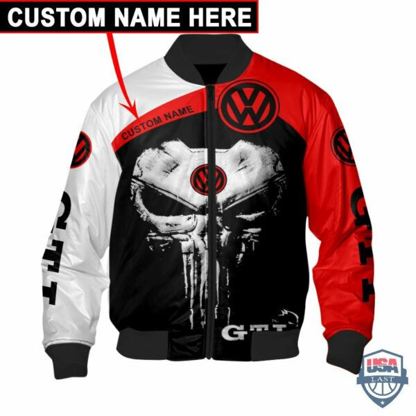 Volkswagen Gti Punisher Skull Custom Name Bomber Jacket 132