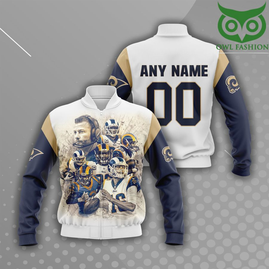 Los Angeles Rams Custom Name Number White Legends Bomber Jacket