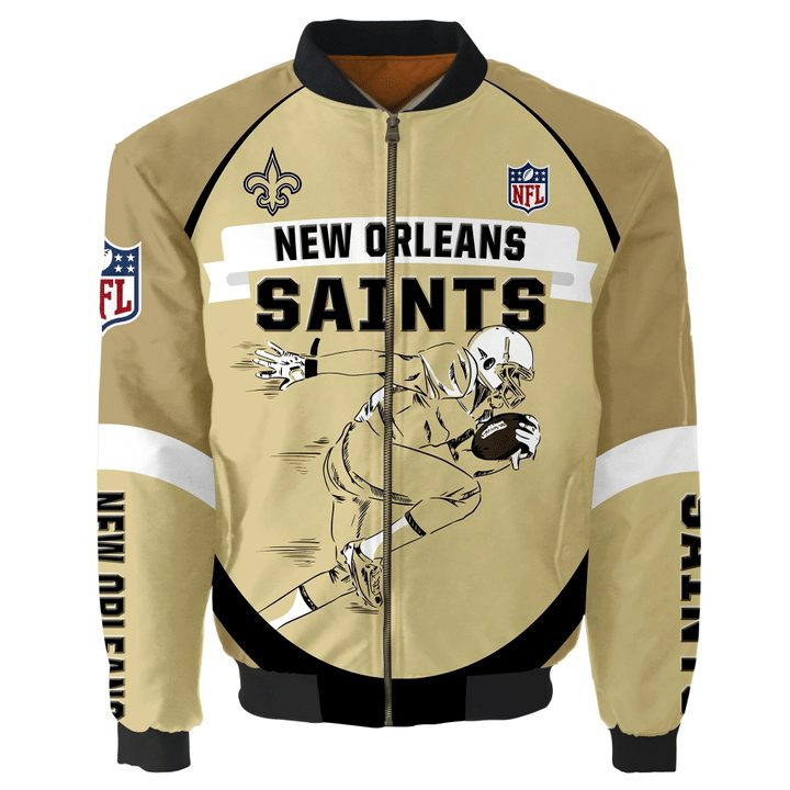 New Orleans Saints Graphic Player Running Bomber Jacket