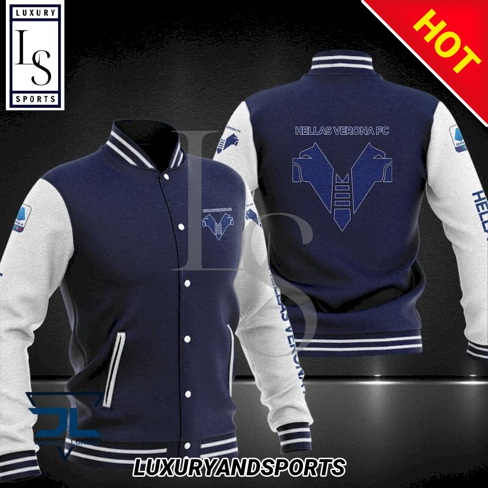 Hellas Verona FC Dark Blue White Baseball Jacket