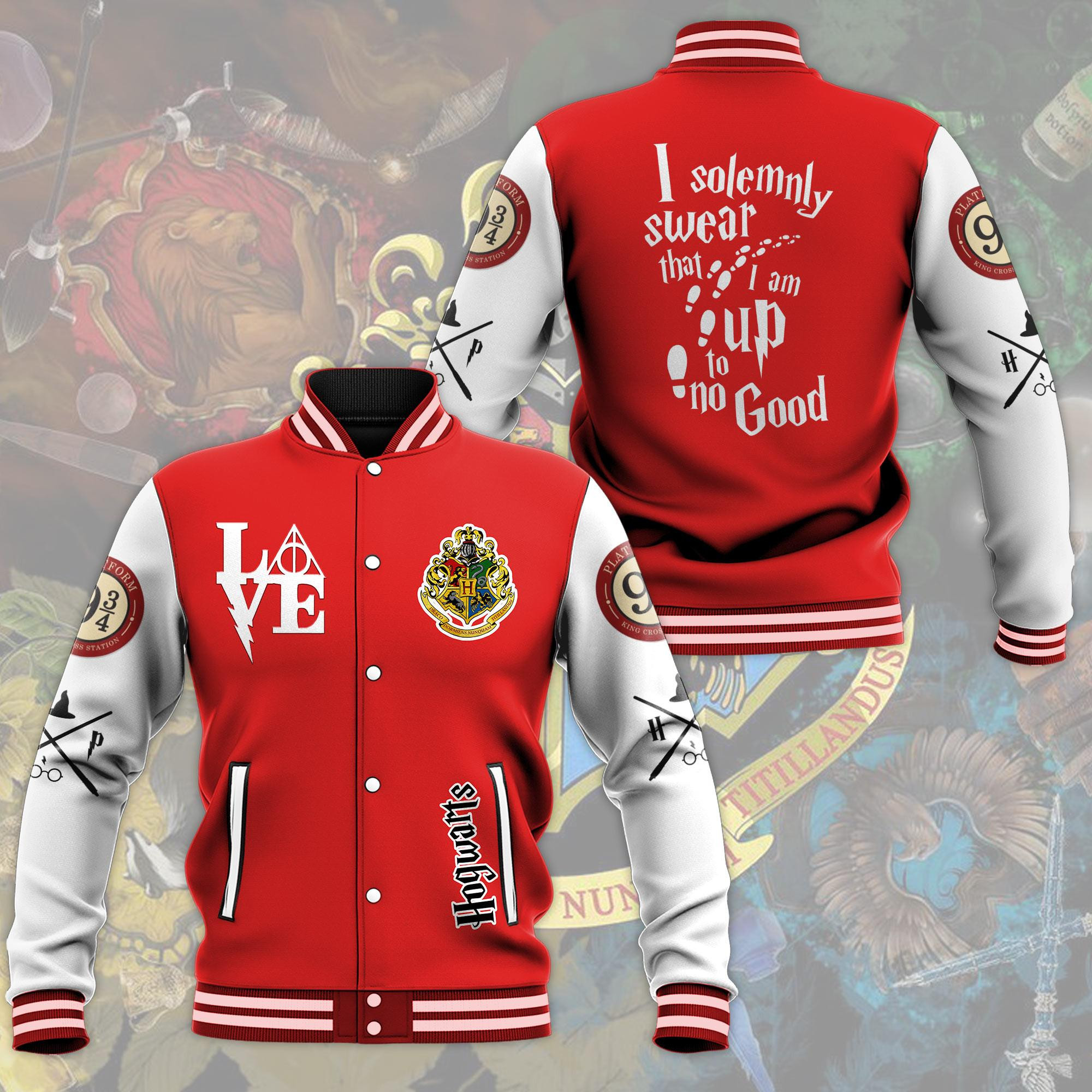 Harry Potter Baseball Jacket, Hogwarts Baseball Jacket, I Solemnly Swear That I Am Up To No Good Baseball Jacket