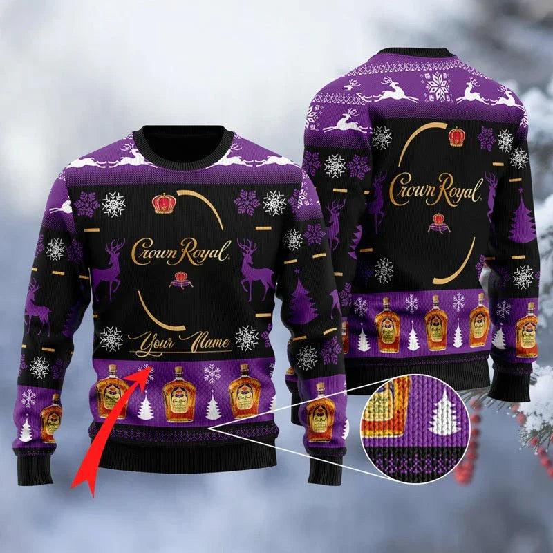 Personalized Crown Royal Black Ugly Christmas Sweater