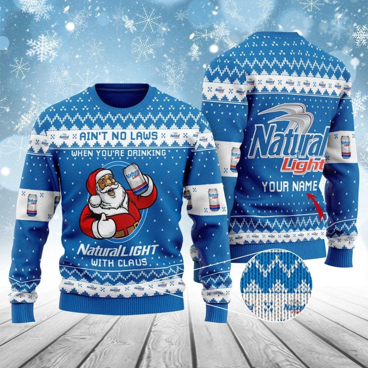 Personalized Natural Light With Claus Ugly Christmas Sweater