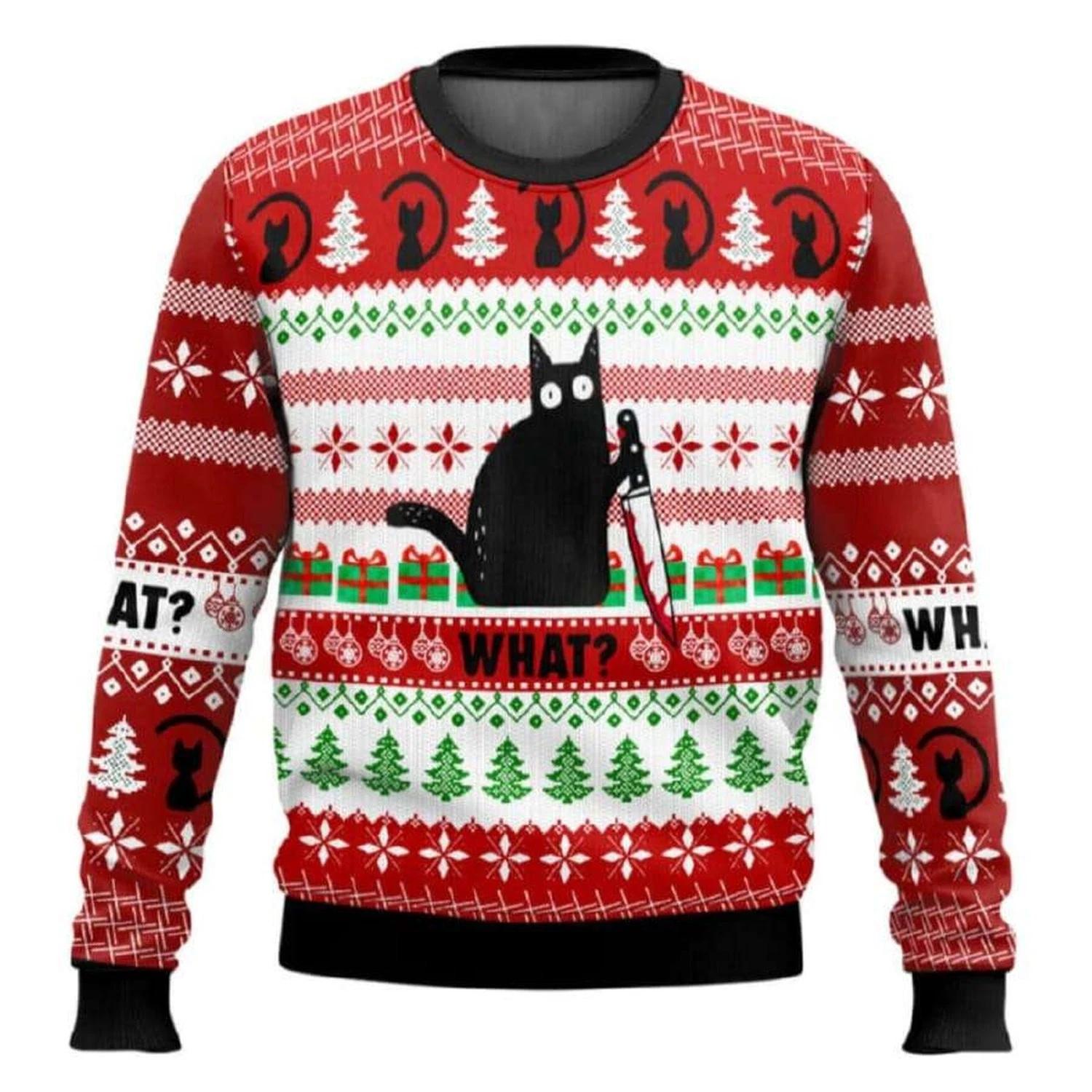 What Black Cat Ugly Christmas Sweater