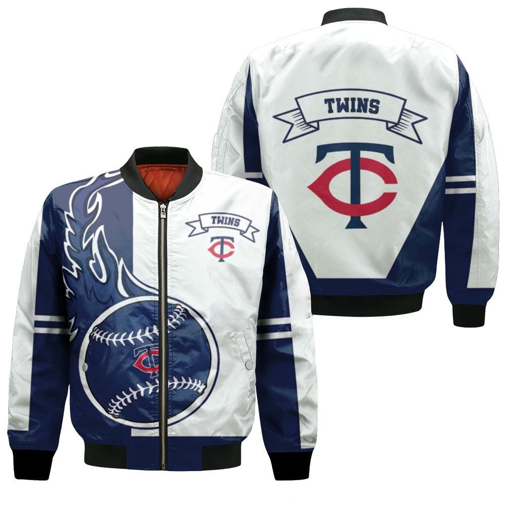 Minnesota Twins White Navy Blue Bomber Jacket
