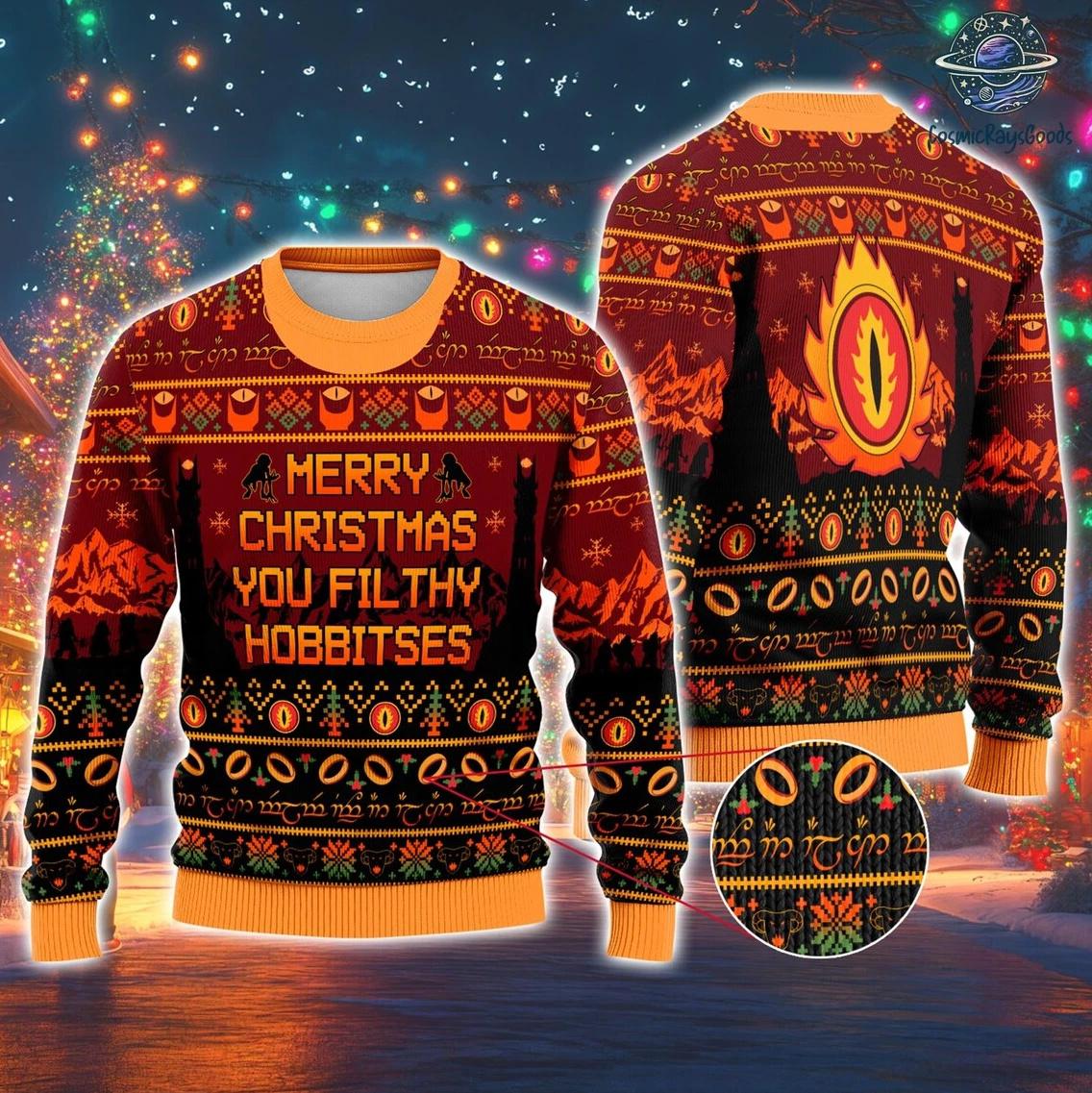 Lord Of The Ring Christmas You Filthy Hobbitses Ugly Christmas Sweater