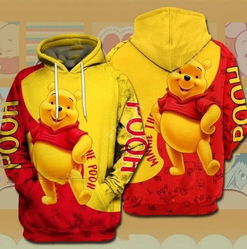 Winnie The Pooh Red And Yellow 3d Hoodie Zip Hoodie