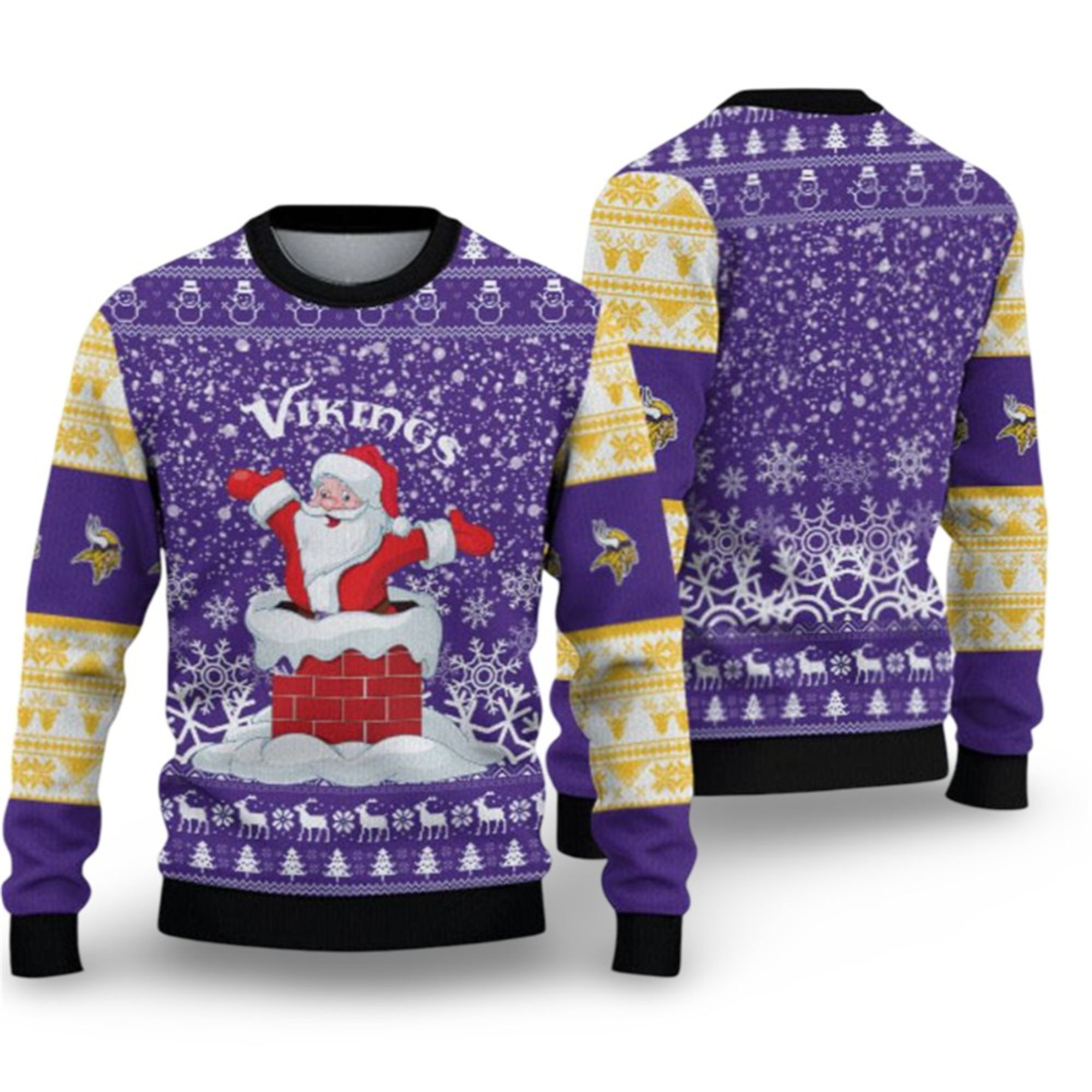2025 Vikings Funny Santa Ugly Christmas Sweater