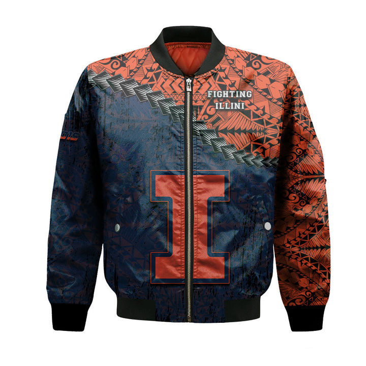Illinois Fighting Illini Orange Blue Bomber Jacket V2