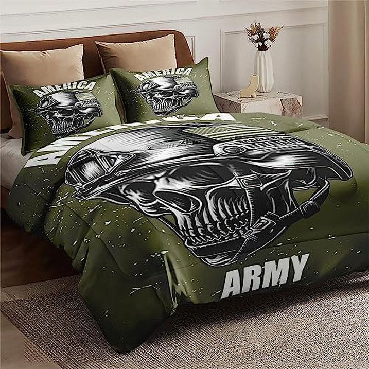 Veteran Bedding Set America Army Skull Graphic Duvet Covers