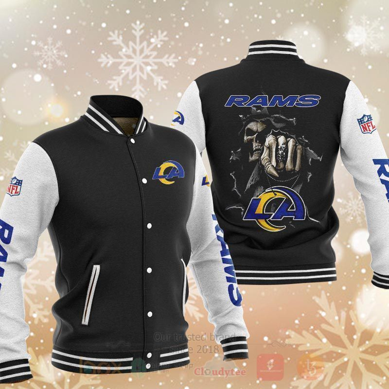 Los Angeles Rams Rugby Skull Black Baseball Jacket