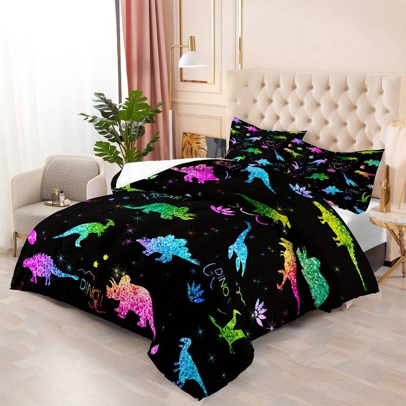 Dinosaur Bedding Set Glitter Dinosaurs Silhouette Roar Dino Duvet Covers