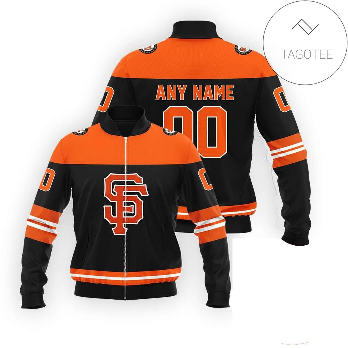 San Francisco Giants Custom Name Number Black Orange Bomber Jacket