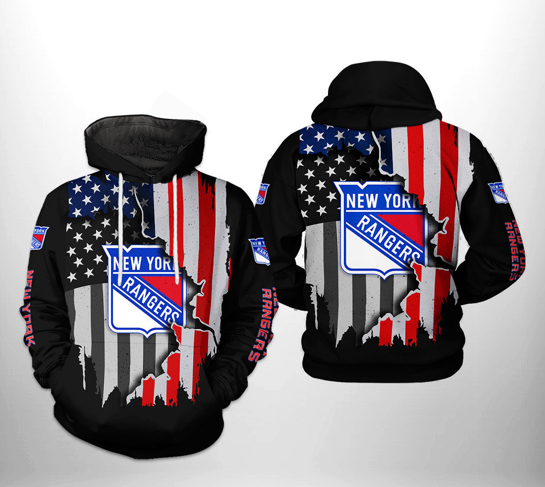 New York Rangers US FLag Team 3D All Over Print Hoodie & Zip Hoodie