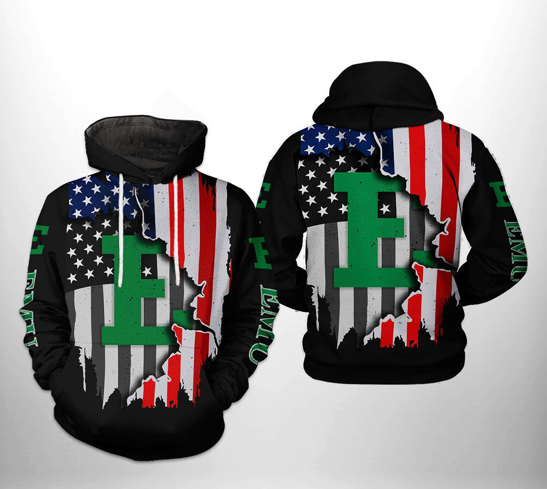 Eastern Michigan Eagles US Flag 3D All Over Print Hoodie & Zip Hoodie