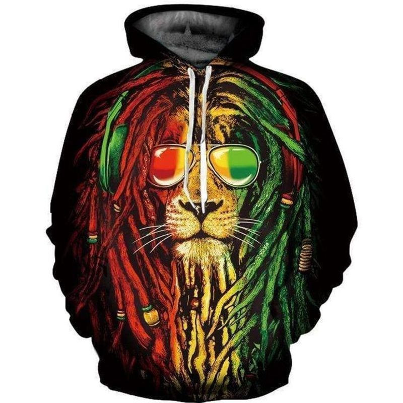 Bob Marley Reggae Lion Over Print 3d Hoodie Zip Hoodie