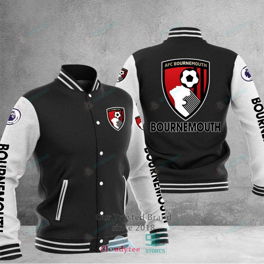 AFC Bournemouth Black Grey Baseball Jacket