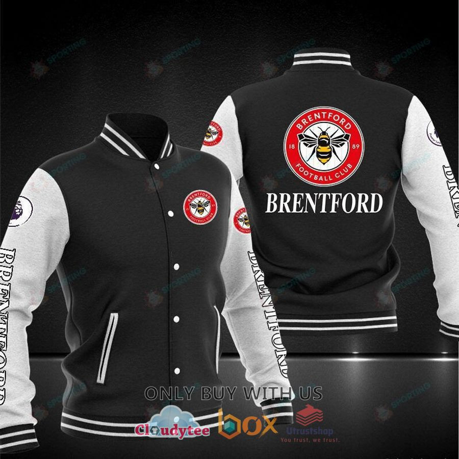 Brentford FC Black Grey Baseball Jacket
