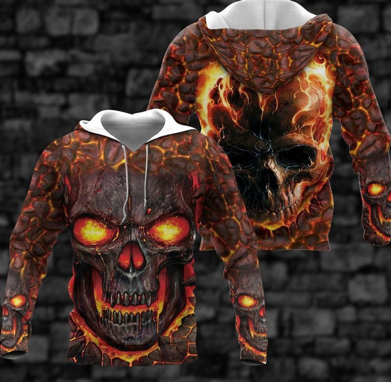 Lava Skull Full Over Printing 3d Hoodie 2