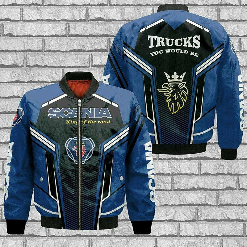 Scania Trucks Blue Skull Bomber Jacket 2