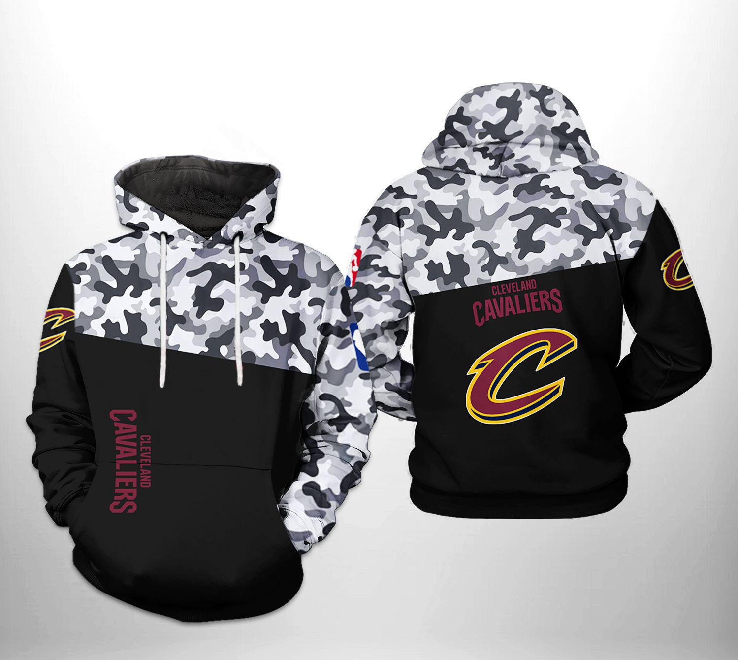 Cleveland Cavaliers Camo Veteran Team 3D All Over Print Hoodie & Zip Hoodie