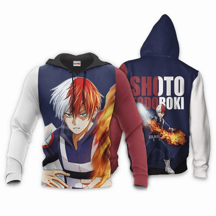 Shoto Todoroki My Hero Academia Ice & Fire 3d Hoodie Zip Hoodie