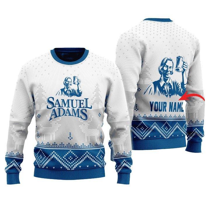 Personalized Samuel Adams Winter Reindeer Ugly Christmas Sweater