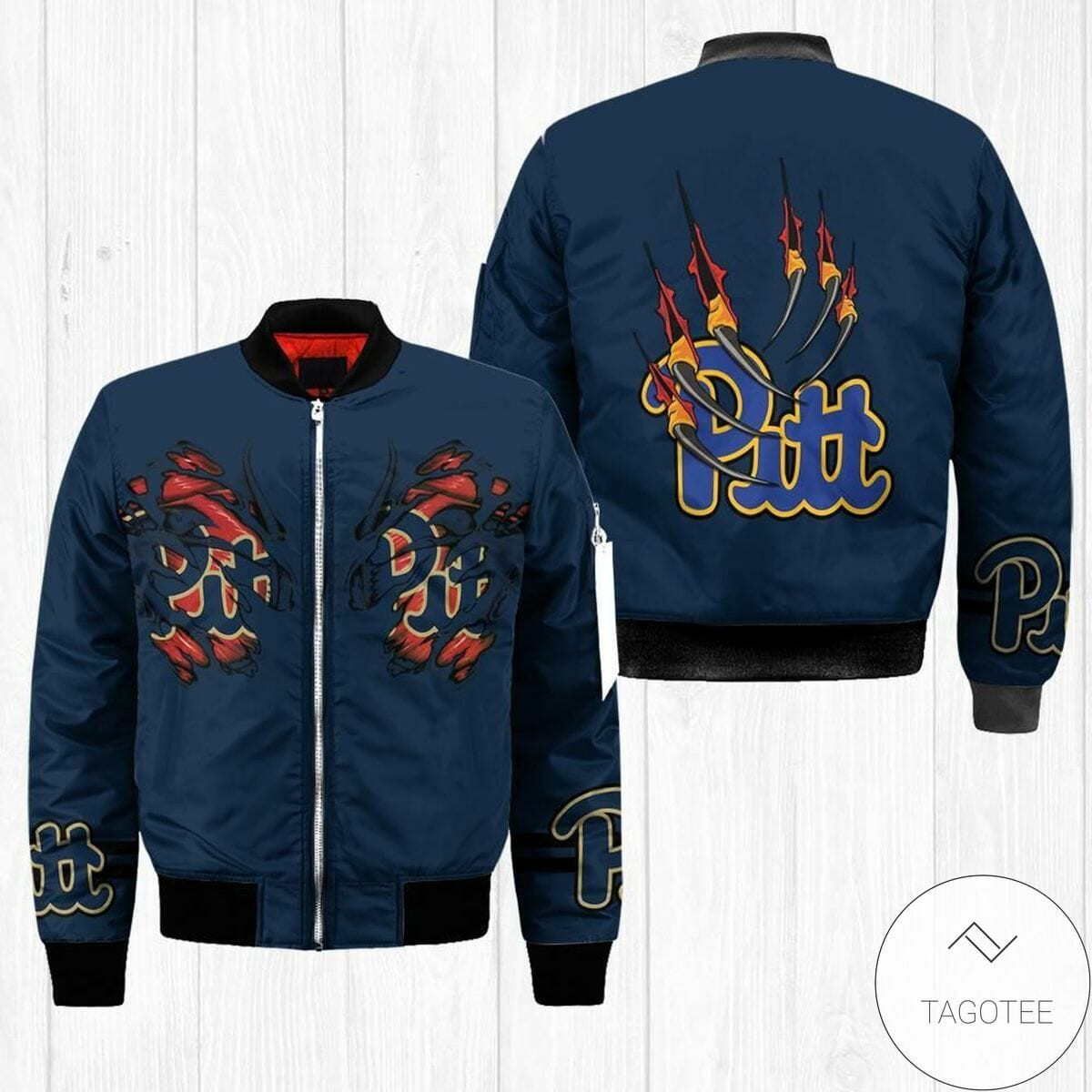 Pittsburgh Panthers Navy Blue Scratch Bomber Jacket