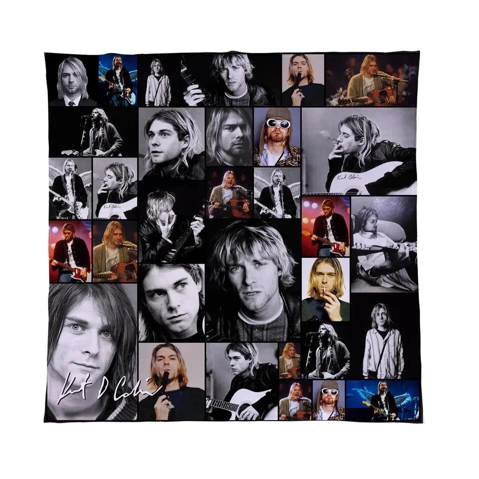 Kurt Cobain Celebrity Montage Fleece Sherpa Blanket