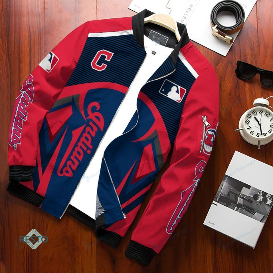 Cleveland Indians Red Navy Bomber Jacket