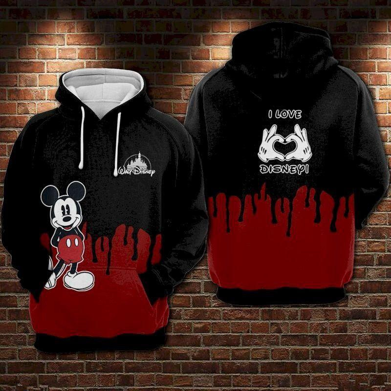 Mickey Mouse Disney, Mickey I Love Ver2 Aop Hoodie