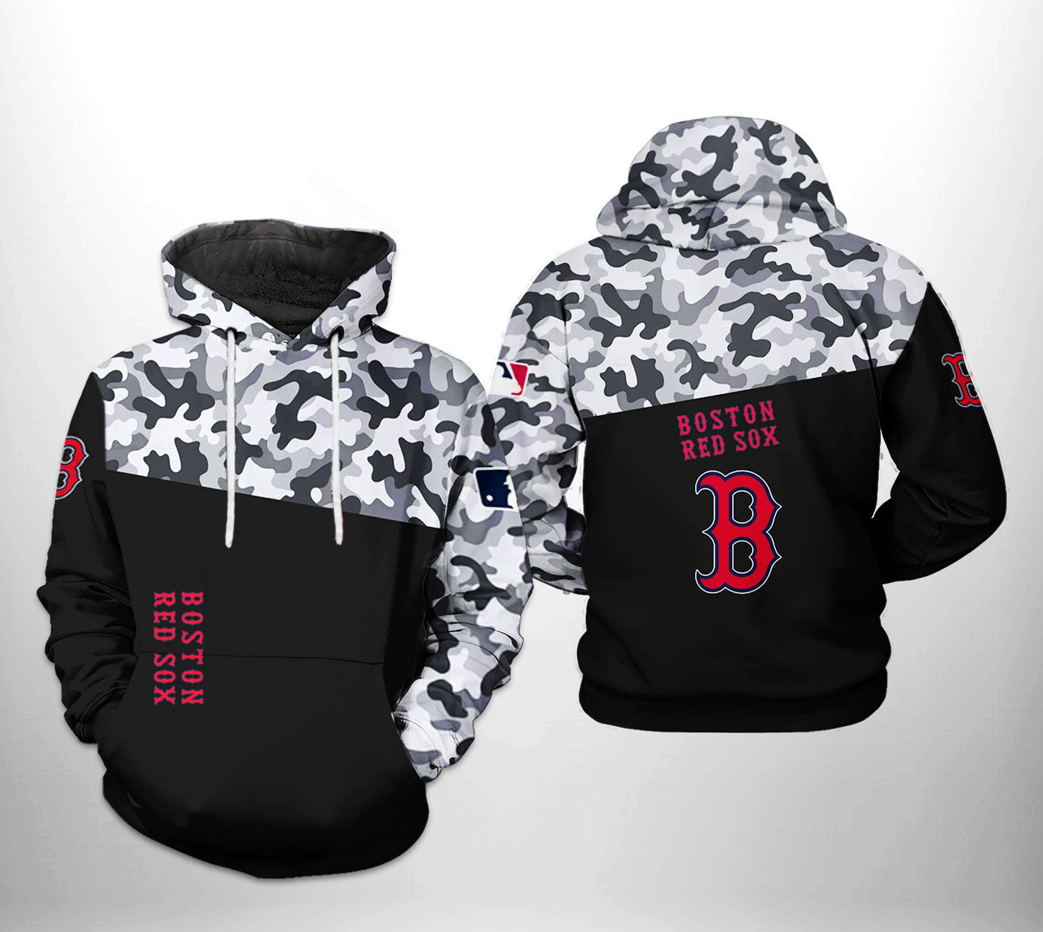 Boston Red Sox MLB Camo Veteran 3D All Over Print Hoodie & Zip Hoodie