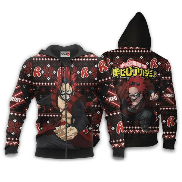 Eijirou Kirishima Ugly Christmas Sweater Anime My Hero Academia 2k50 Cartoon 3d Hoodie Zip Hoodie 902