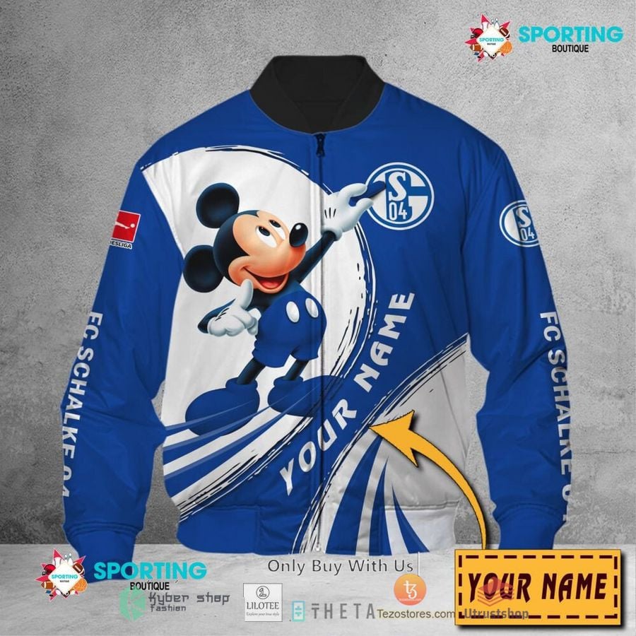 FC Schalke 04 Custom Name Mickey Mouse Bomber Jacket