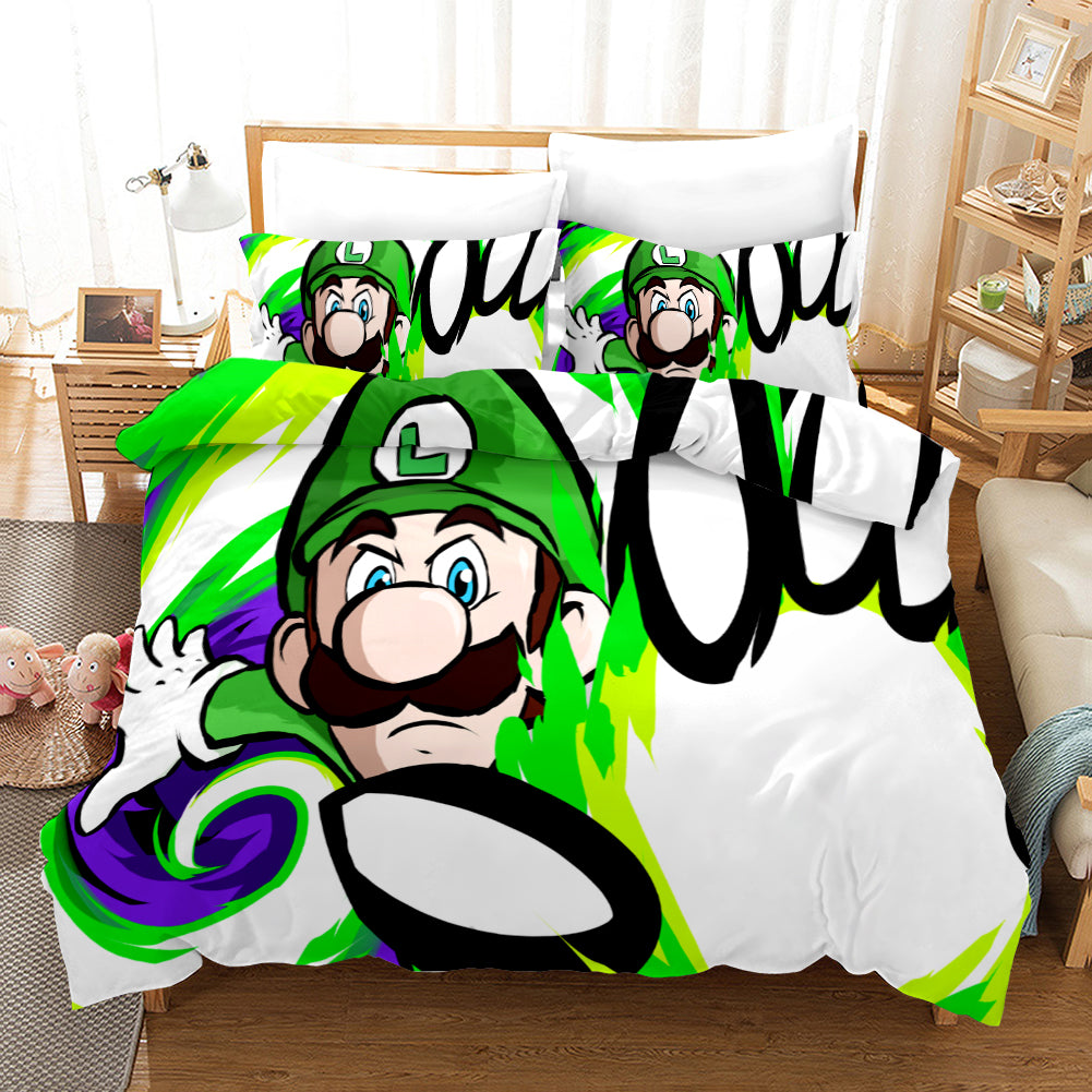 Mario Bedding Set Ultimate Mario Luigi Graphic Duvet Covers White