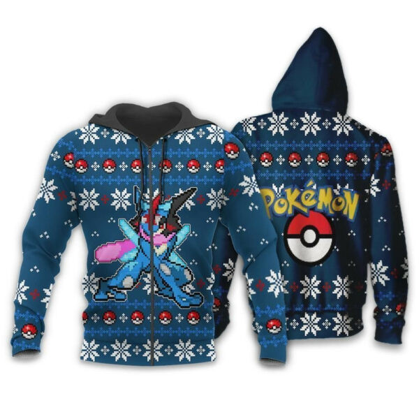 Greninja Anime Pokemon Ugly Christmas Sweater 1k833 Cartoon Graphic Outfits Aop 3d Hoodie Zip Hoodie 955