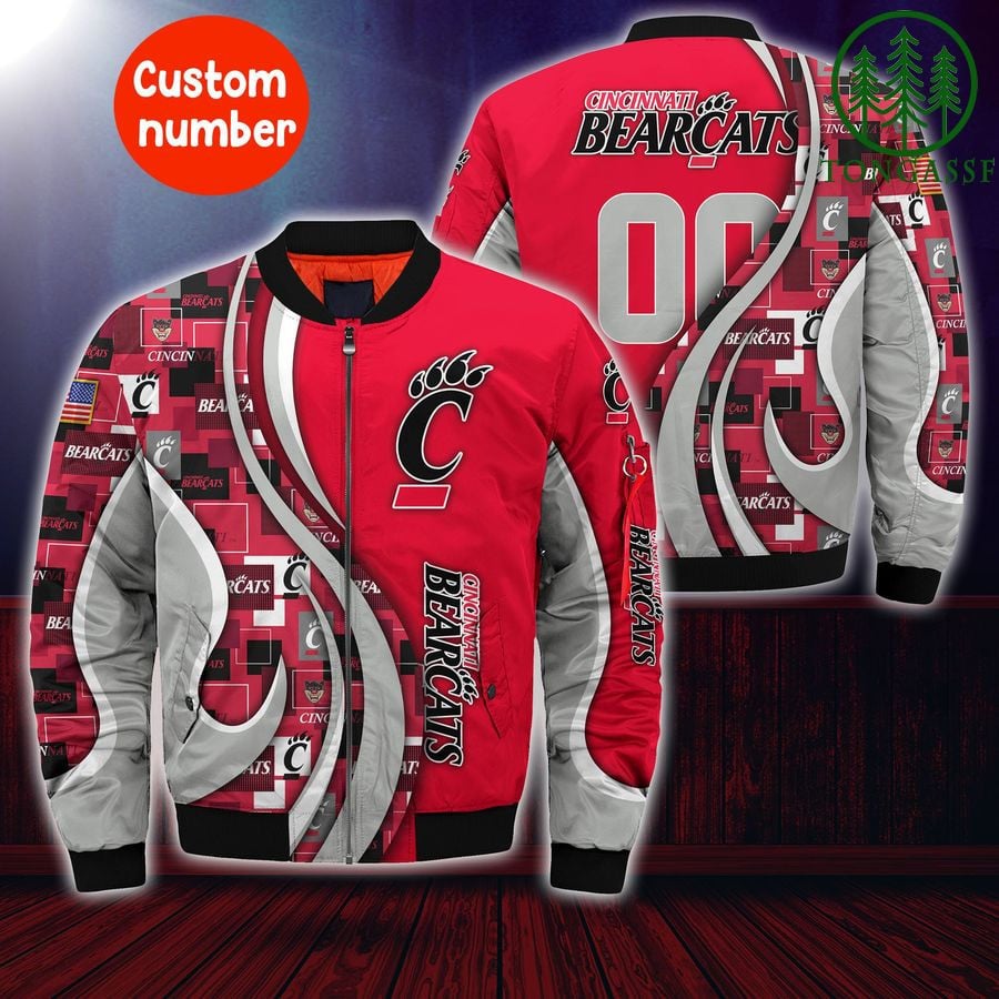 Cincinnati Bearcats Custom Number Red Grey Bomber Jacket